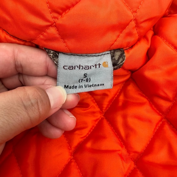 Carhartt Hunting Puffer Jacket Youth Size S (7-8) Realtree Rain Defender Zipper - Picture 7 of 9